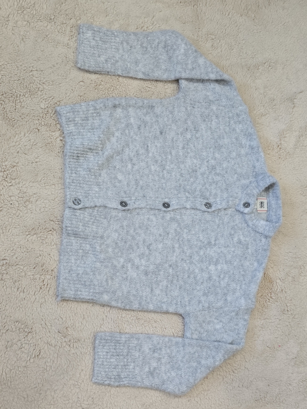 BDG Light Gray Fuzzy Button Cardigan